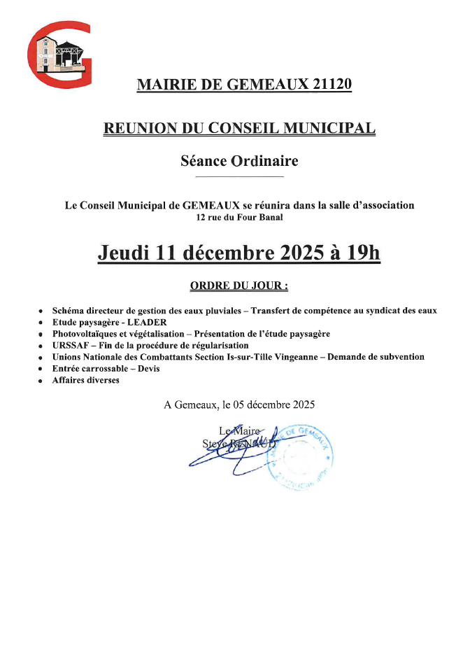 Ordre du jour du 11 décembre 2025